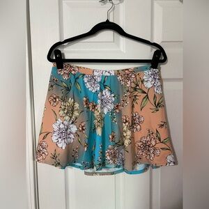 Torrid Floral Swim Coverup Skirt - Blue and Tan